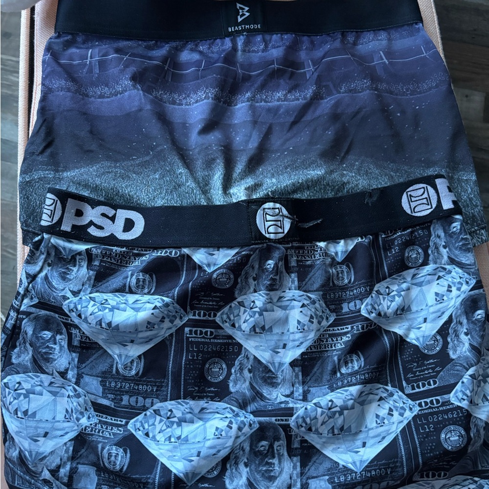 PSD Black Boxer Briefs with Light Gray Lining